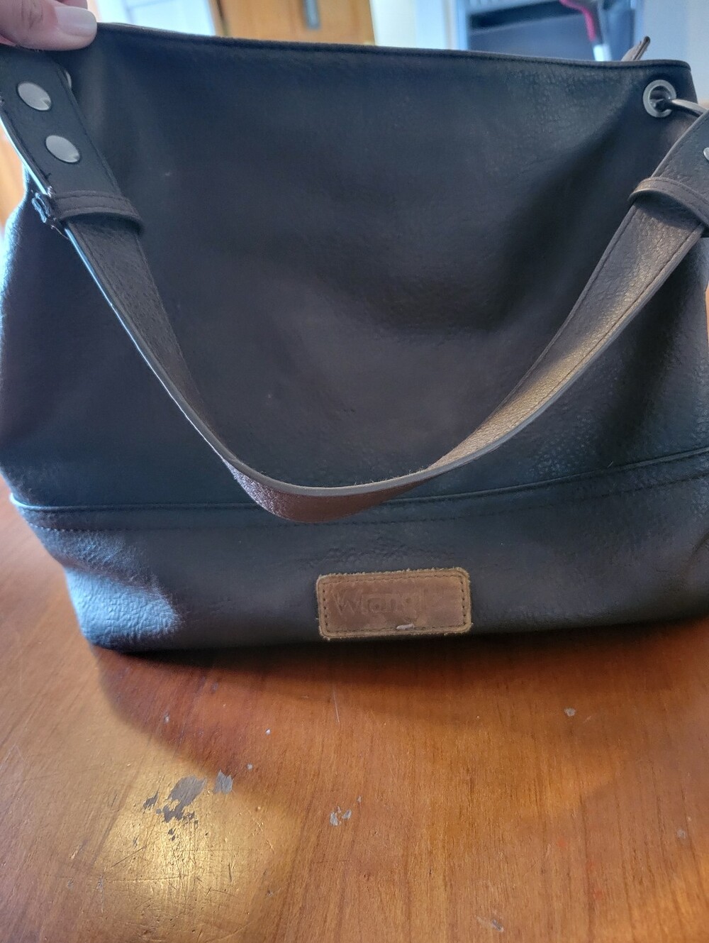 Wrangler Brown Leather Tote with Grommet Strap - Picture 3 of 3
